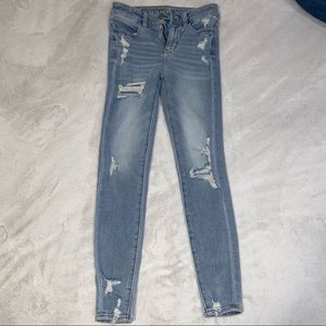 American Eagle Distressed Jeggings (patches under rips)